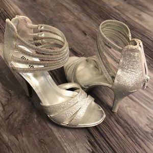 Silver, glittery high heels